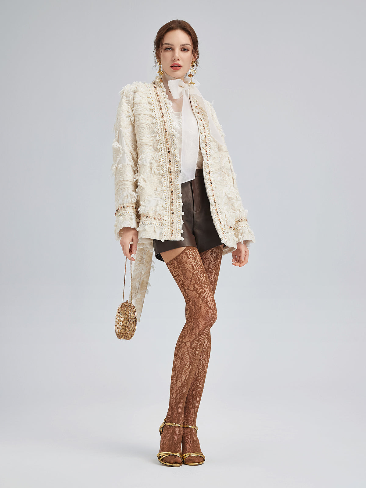 Custom Handcrafted Jacquard Fringe Coat