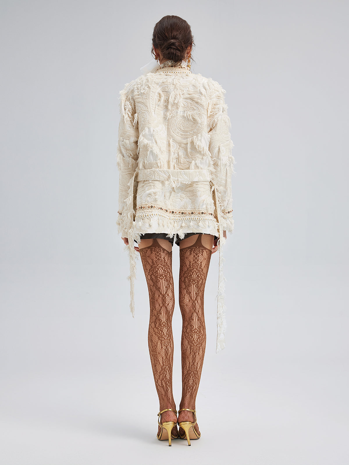 Custom Handcrafted Jacquard Fringe Coat