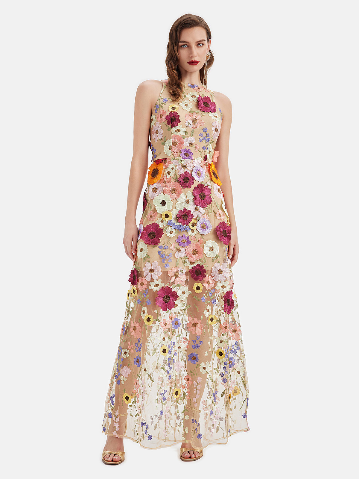 French 3D Floral Embroidered Dress