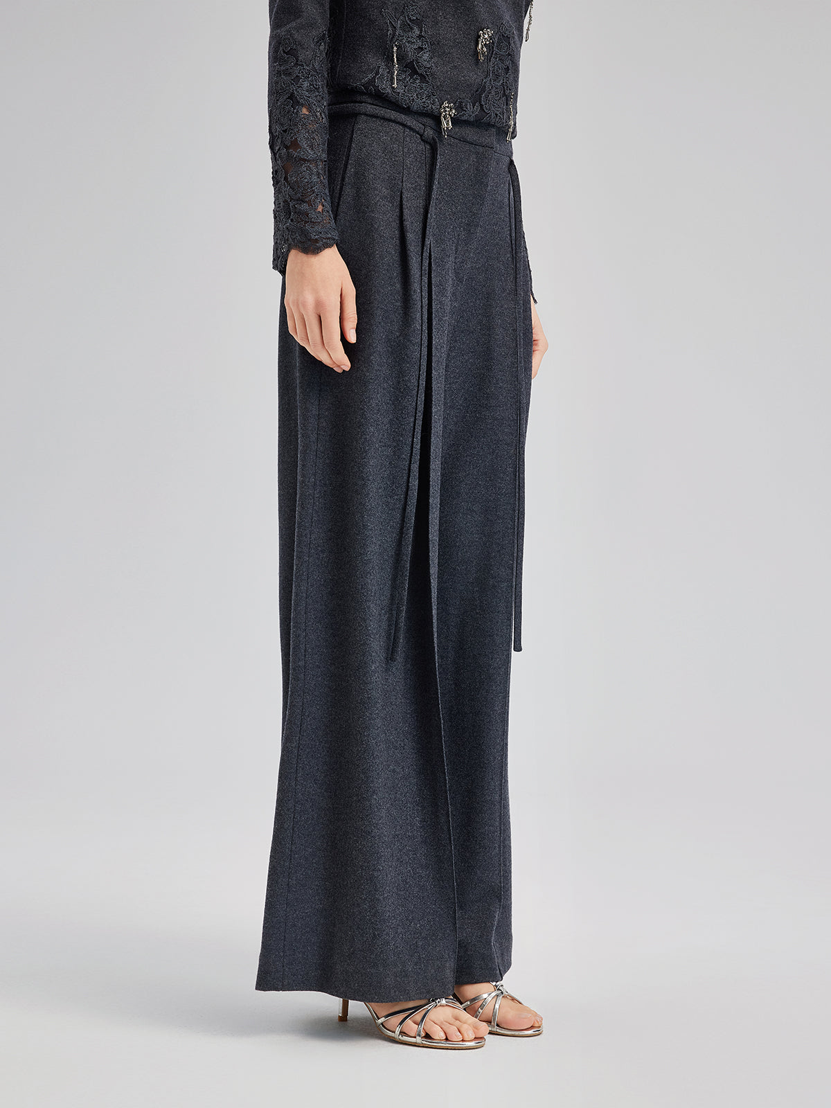 Merino Wool Wide-Leg Knit Pants