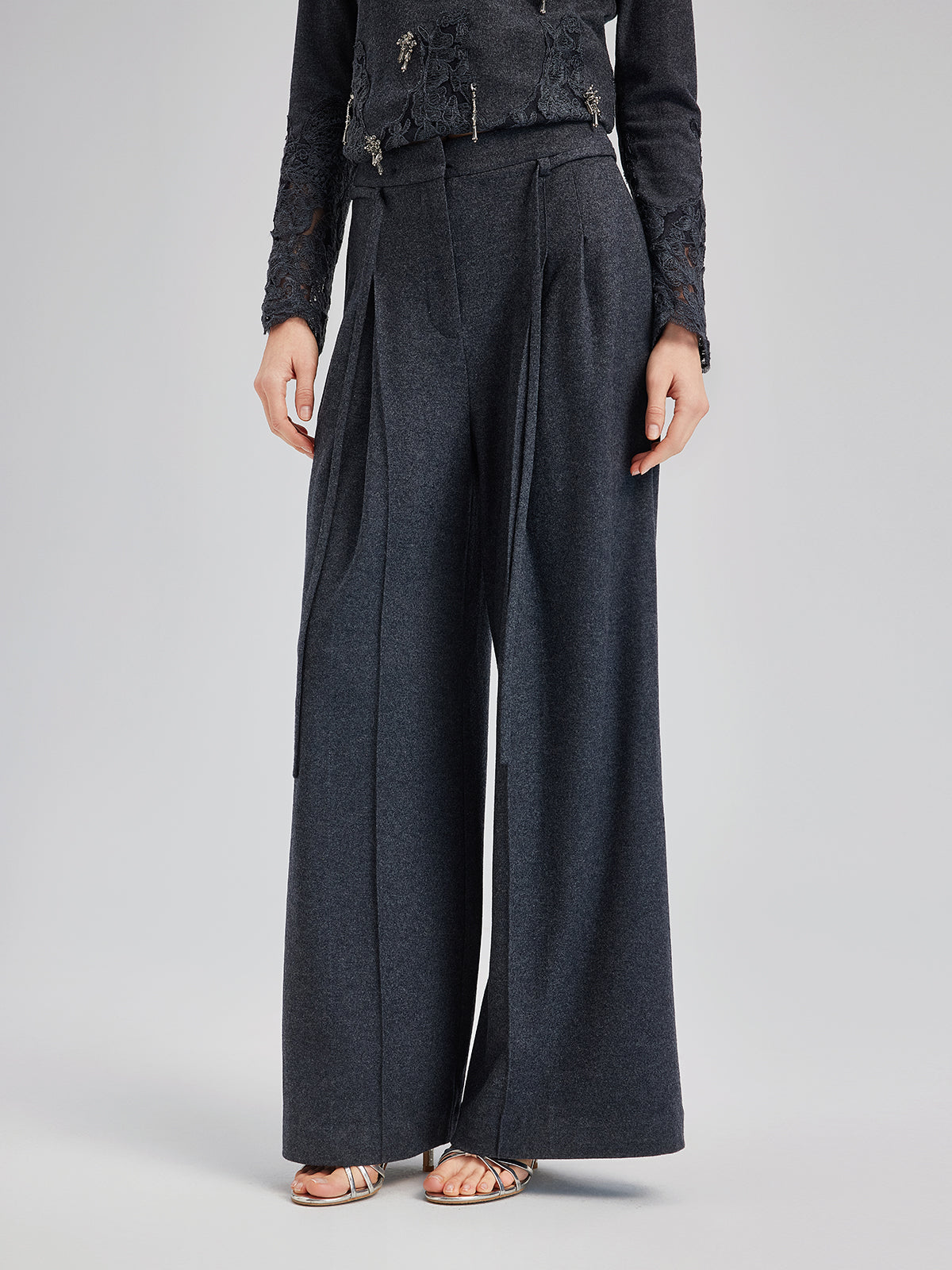 Merino Wool Wide-Leg Knit Pants