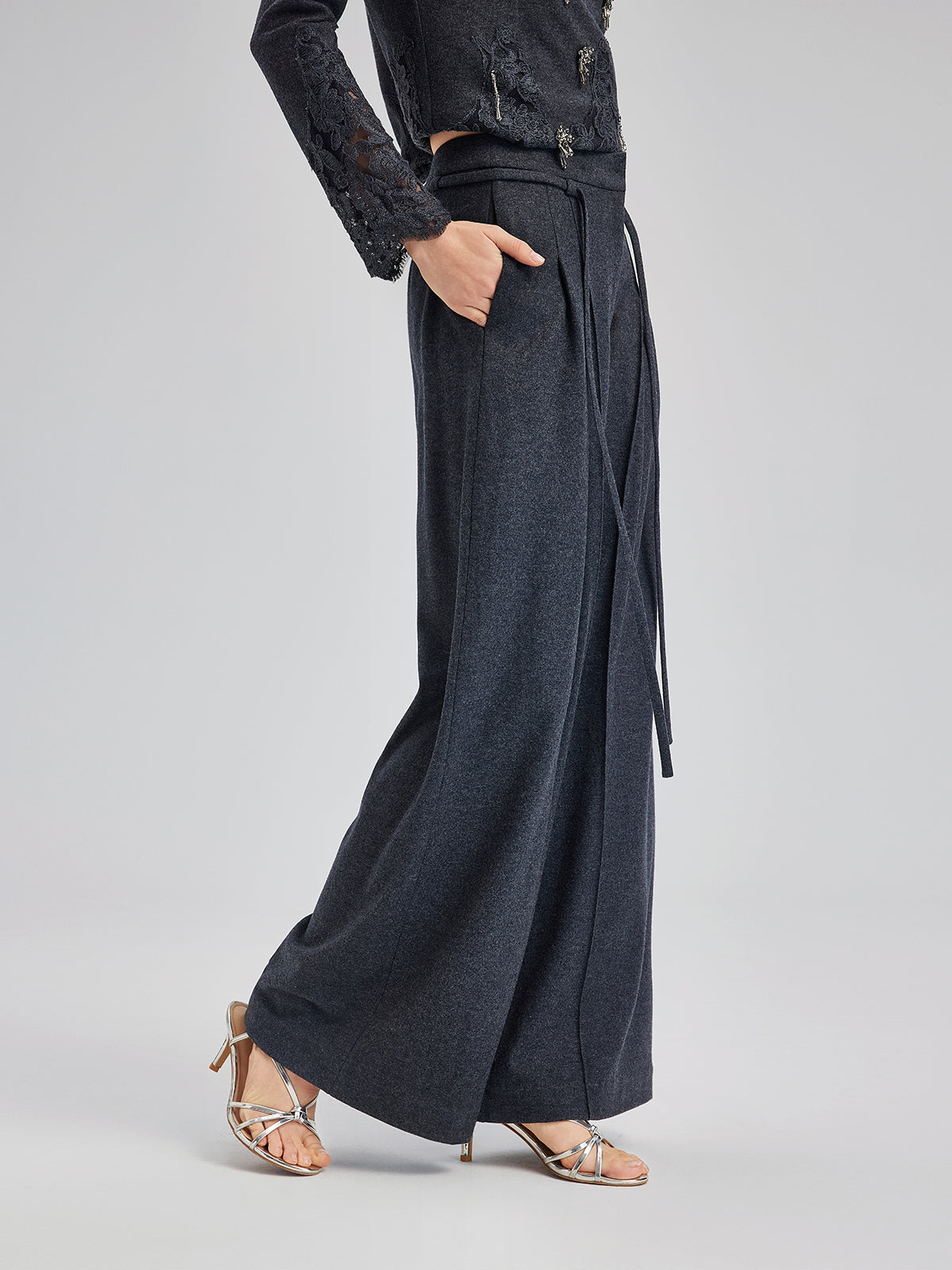 Merino Wool Wide-Leg Knit Pants