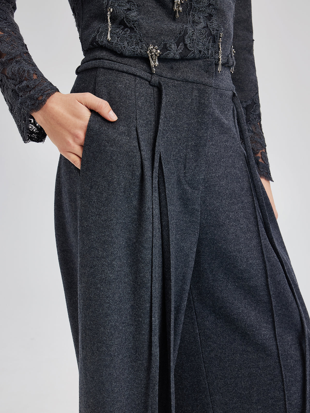 Merino Wool Wide-Leg Knit Pants