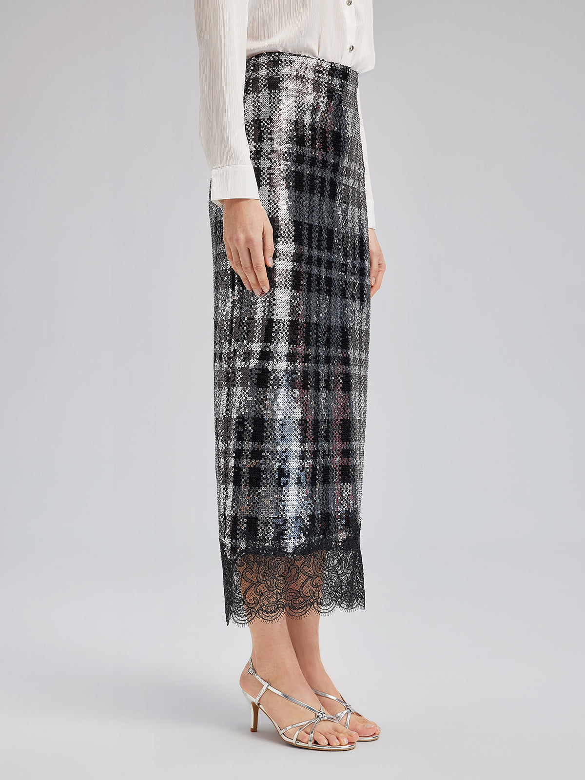 Classic Check Lace Embroidered Skirt