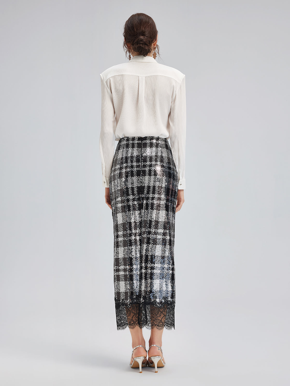 Classic Check Lace Embroidered Skirt