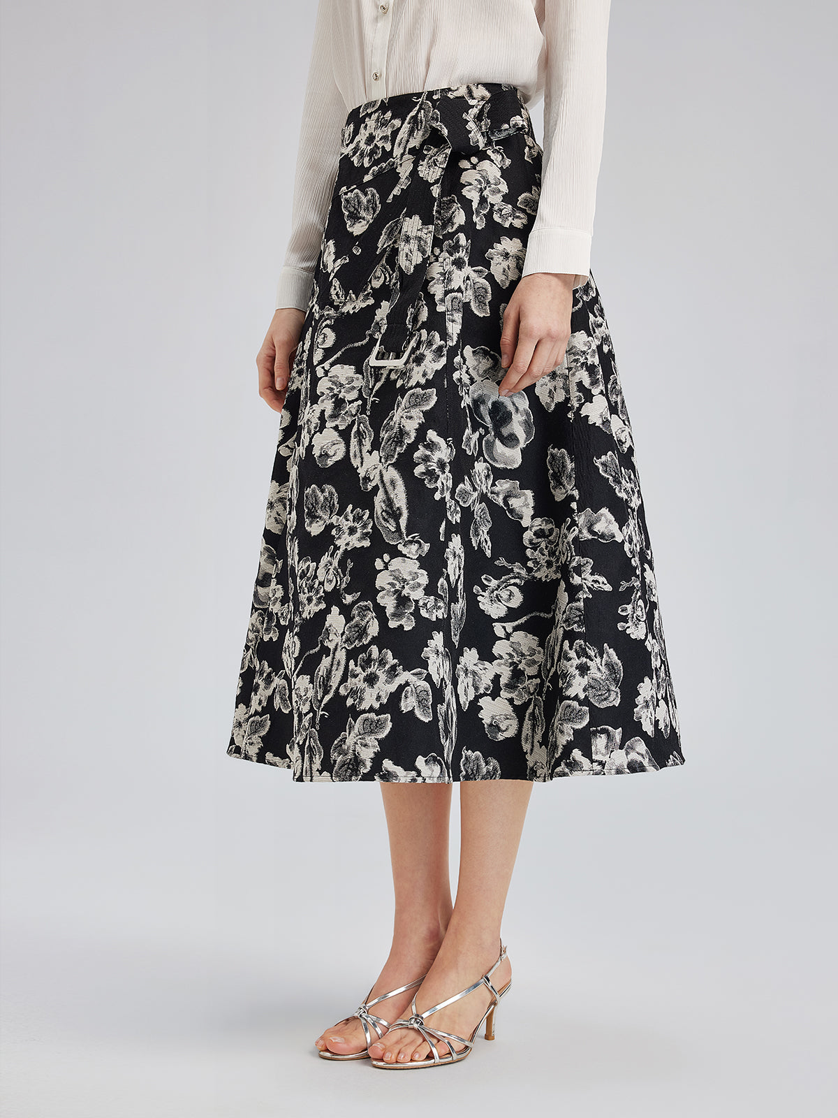 French Wool Jacquard A-Line Skirt