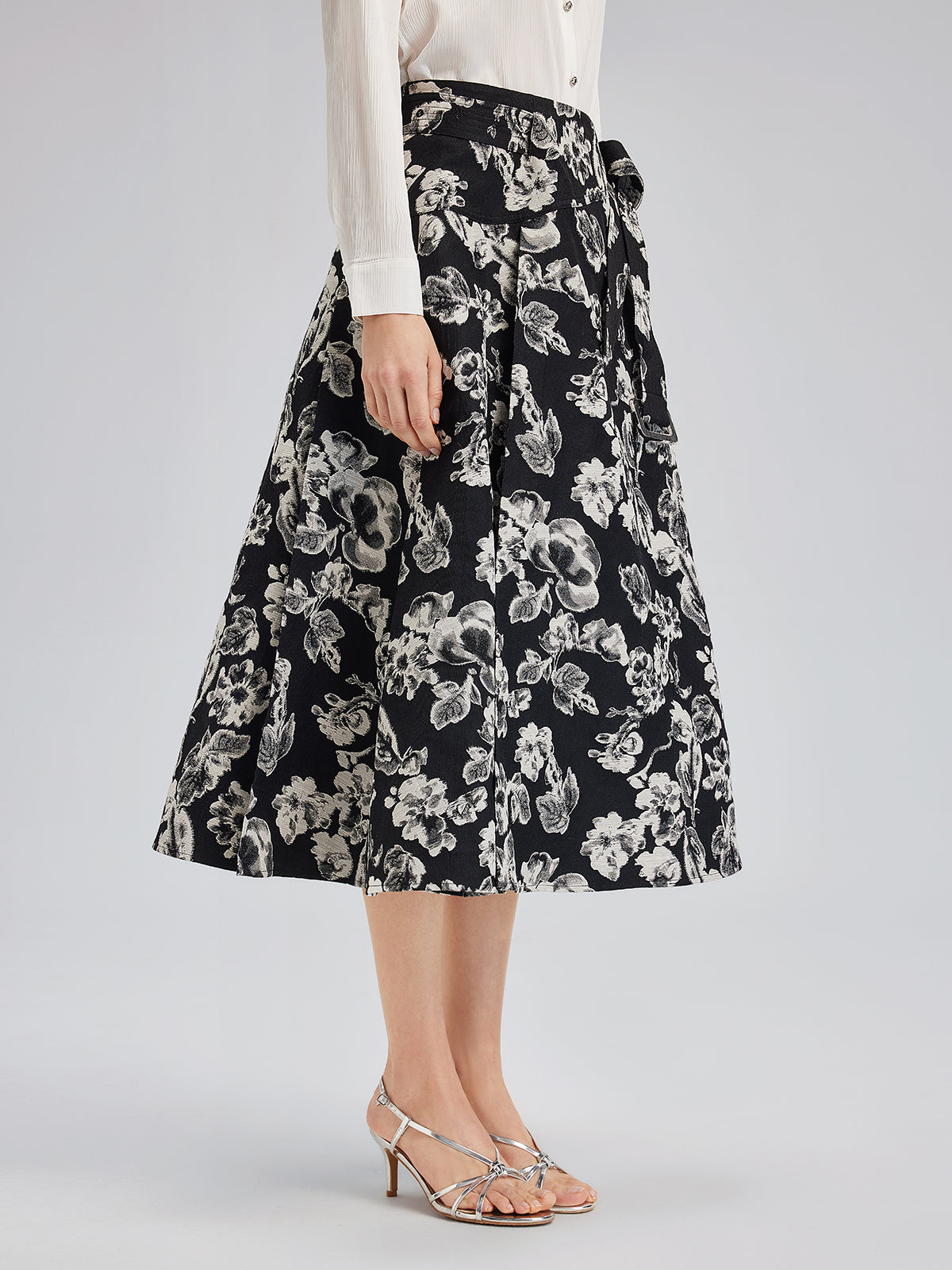 French Wool Jacquard A-Line Skirt