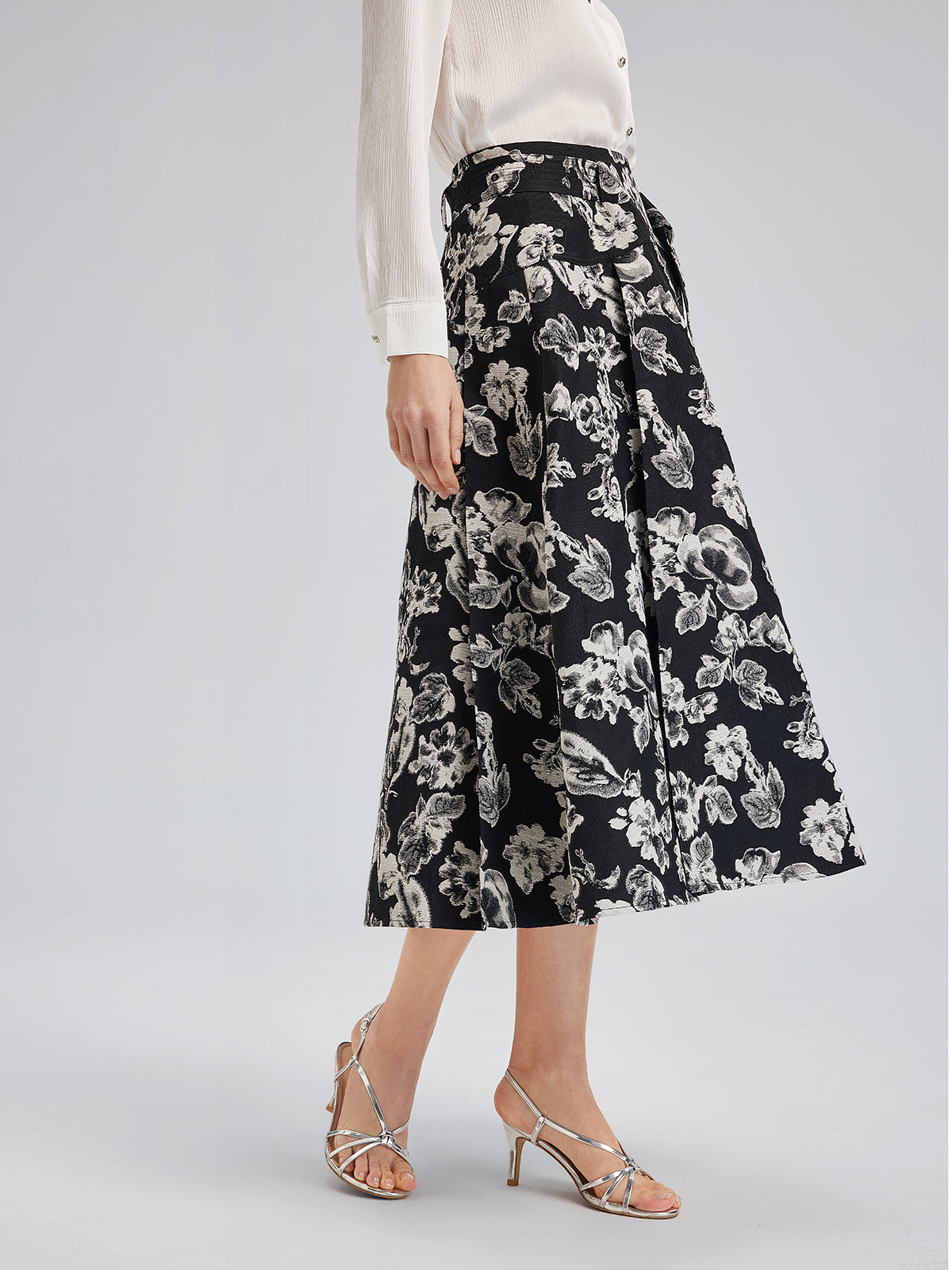 French Wool Jacquard A-Line Skirt