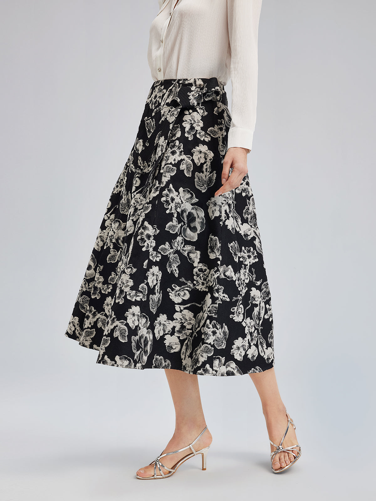 French Wool Jacquard A-Line Skirt