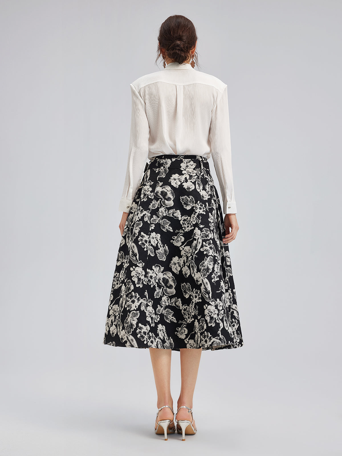 French Wool Jacquard A-Line Skirt