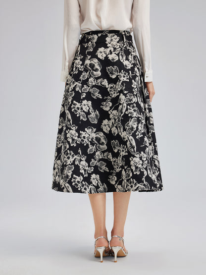 French Wool Jacquard A-Line Skirt