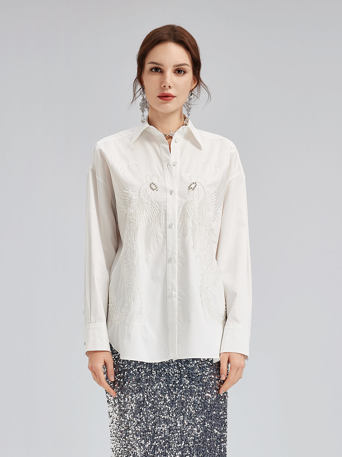 French Beaded Embroidered Shirt