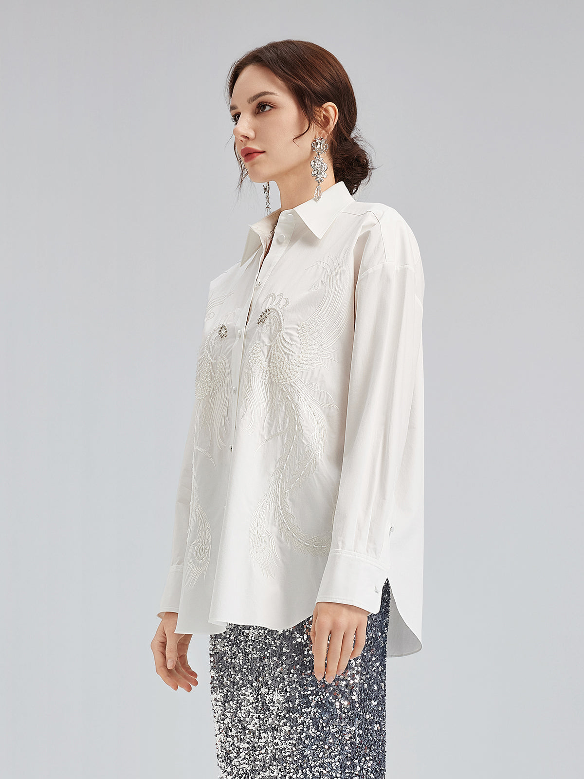 French Beaded Embroidered Shirt