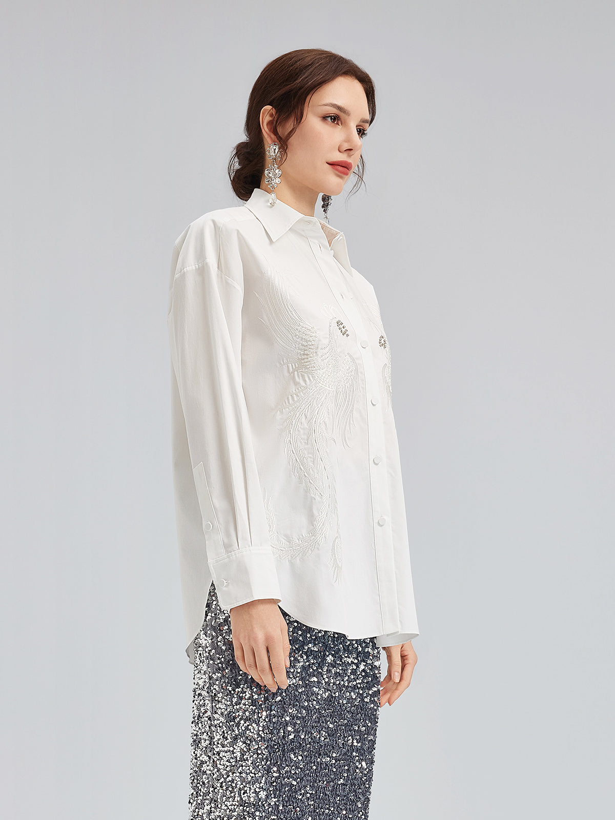 French Beaded Embroidered Shirt