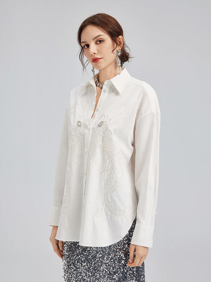 French Beaded Embroidered Shirt