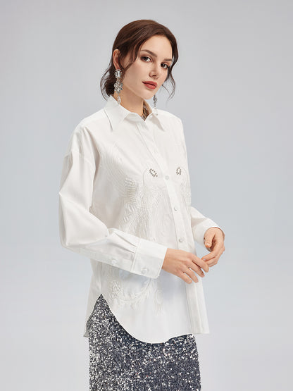 French Beaded Embroidered Shirt