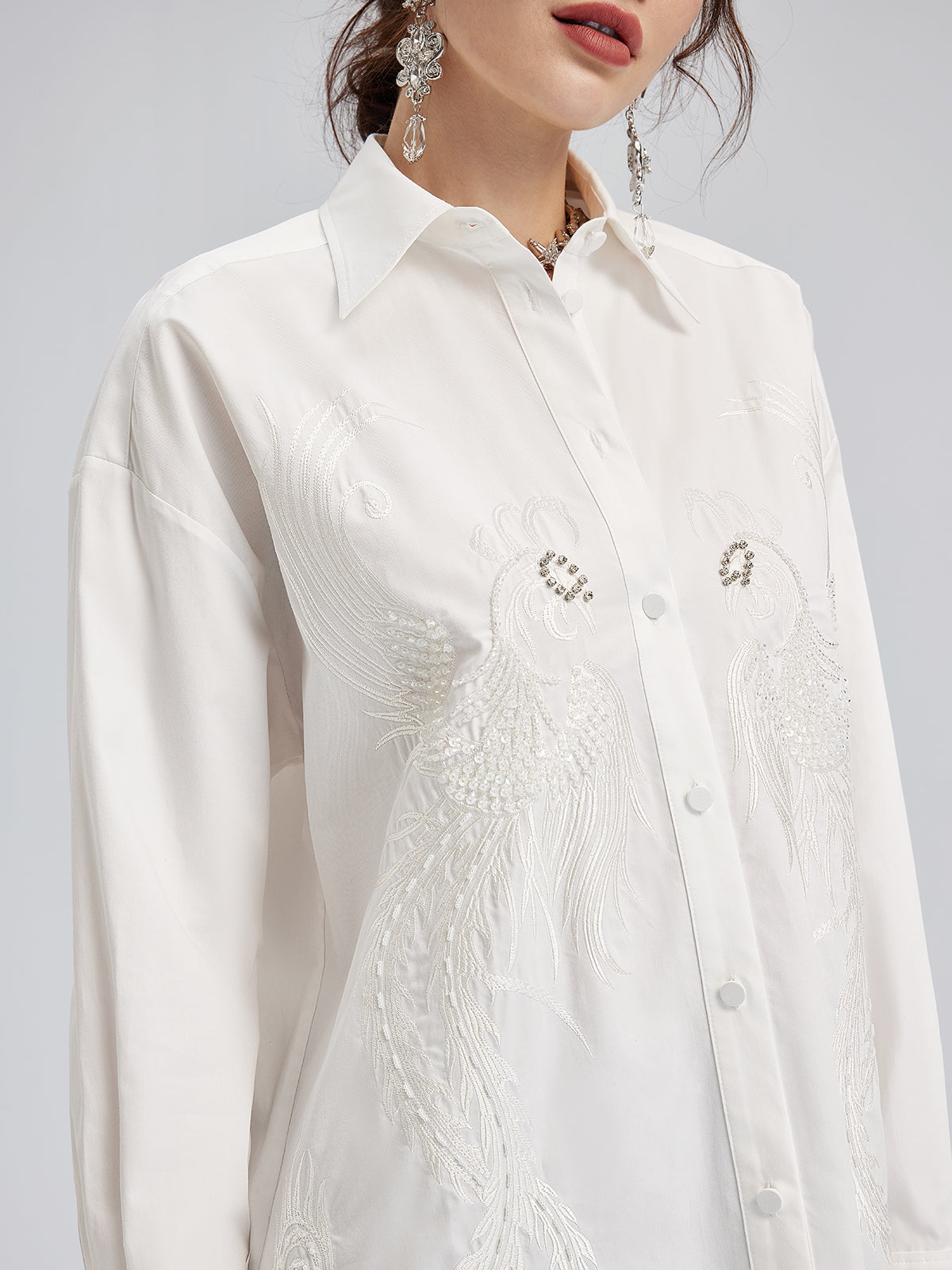 French Beaded Embroidered Shirt