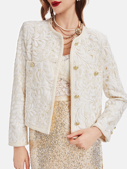 Textured Floral Beaded Jacket