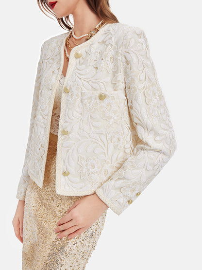 Textured Floral Beaded Jacket