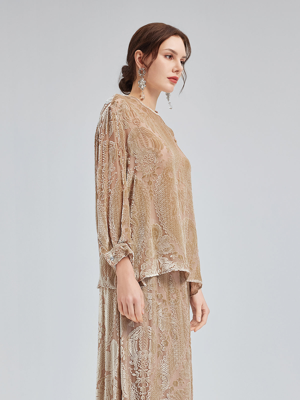 Mulberry Silk Burnout Velvet Top