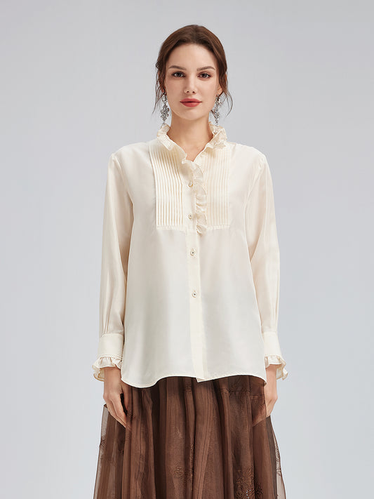 Silk Ruffled Collar Blouse