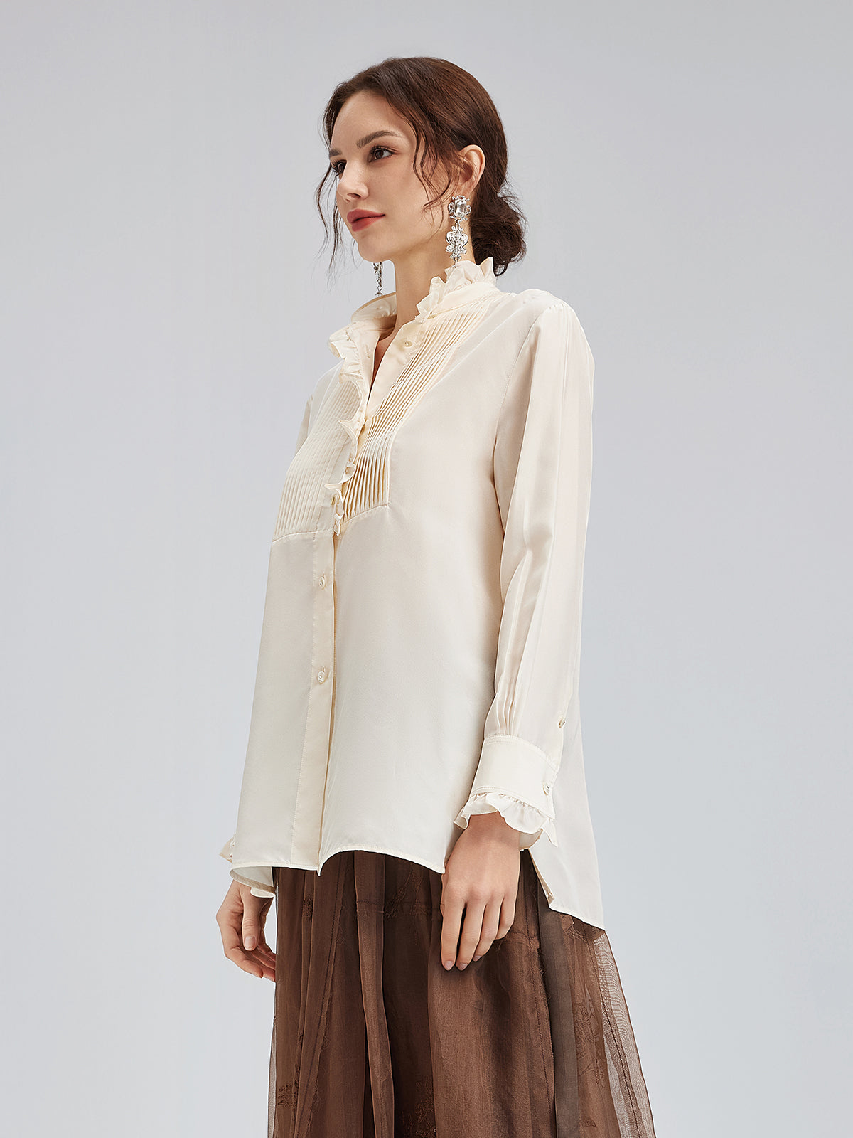 Silk Ruffled Collar Blouse