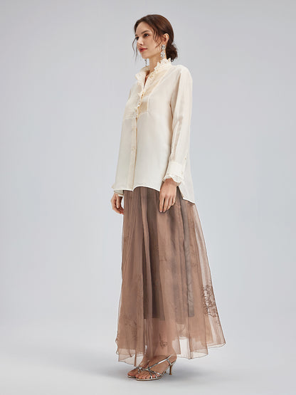 Classic Art Embroidered A-Line Skirt