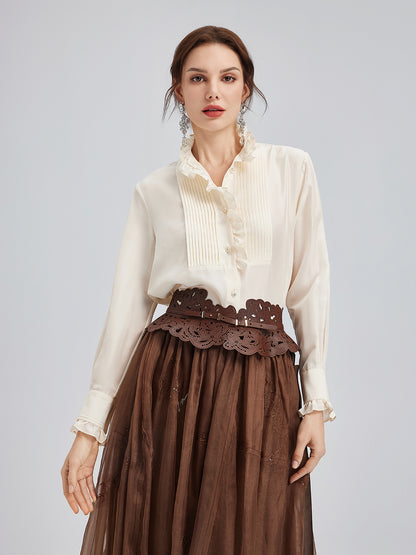 Silk Ruffled Collar Blouse