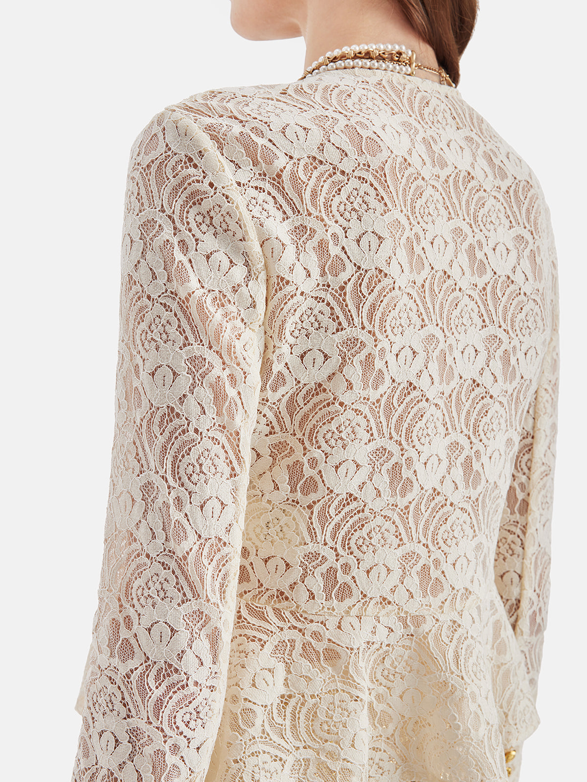 French Lace Ruffled Hem Blouse