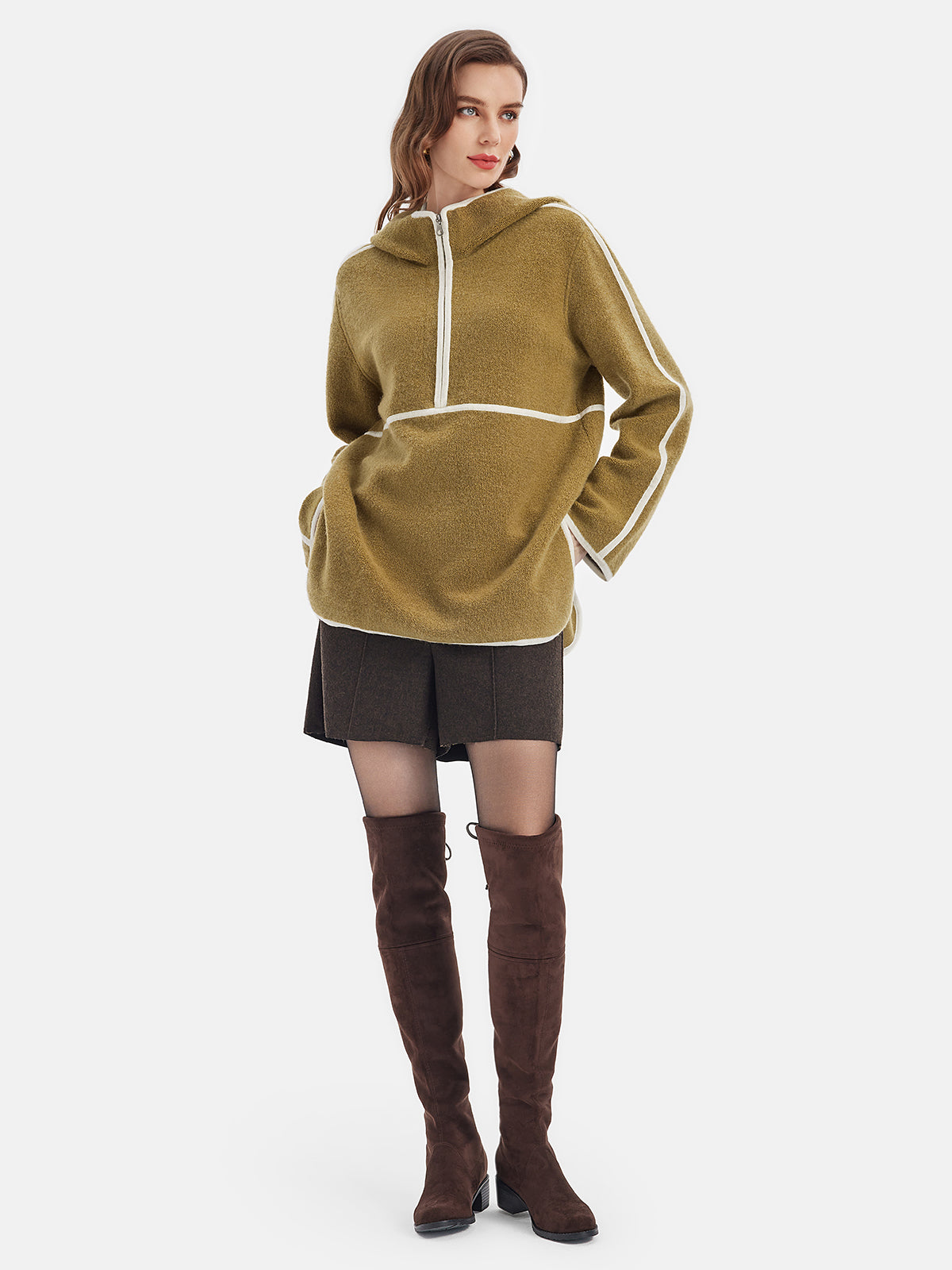 Italian Cashmere Colorblock Hoodie