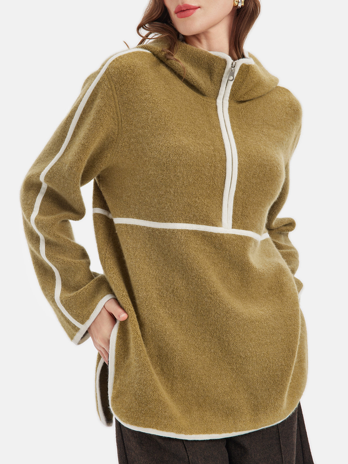 Italian Cashmere Colorblock Hoodie