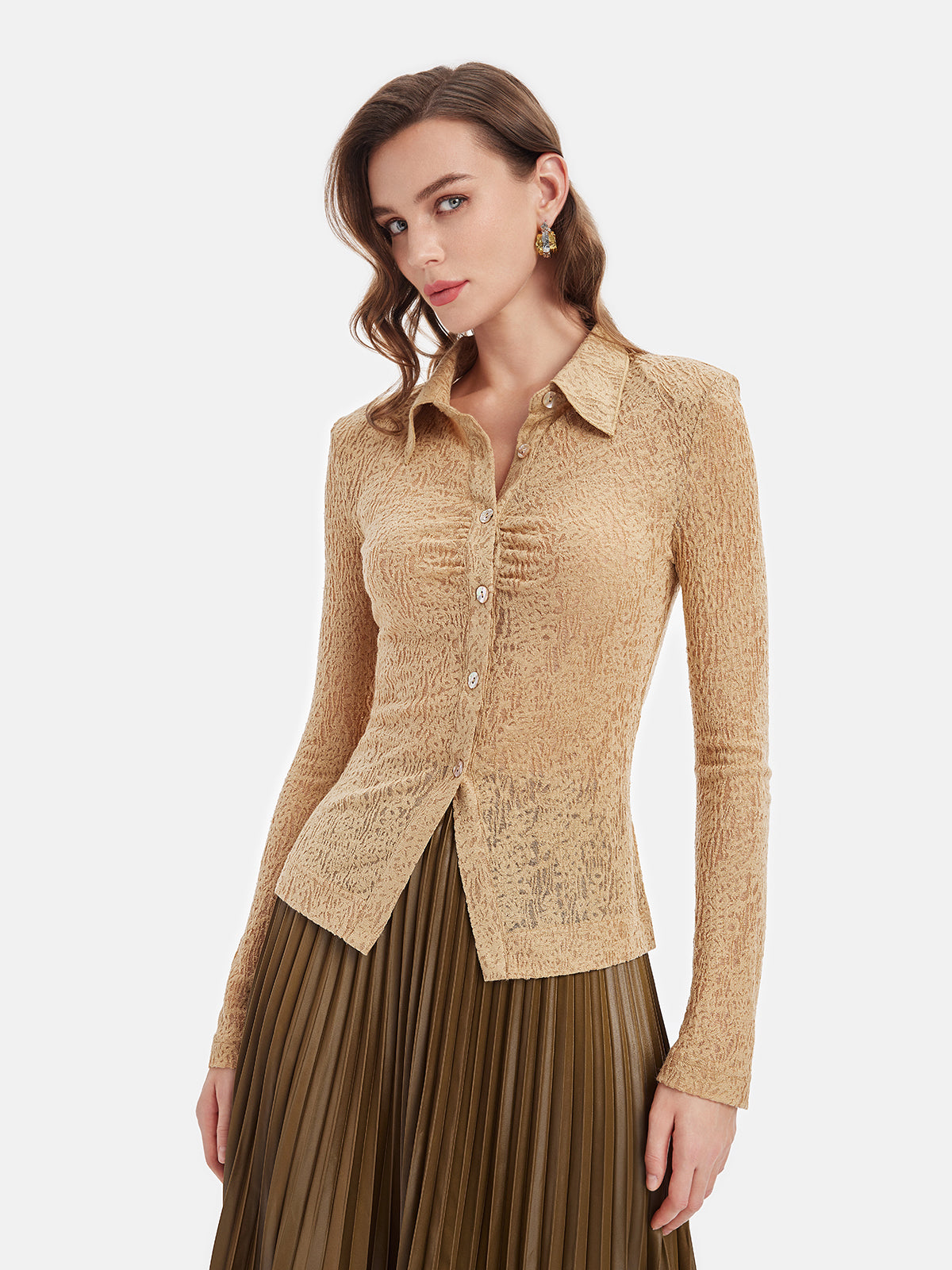 Quiet Luxury Lapel Hollow Knit Top