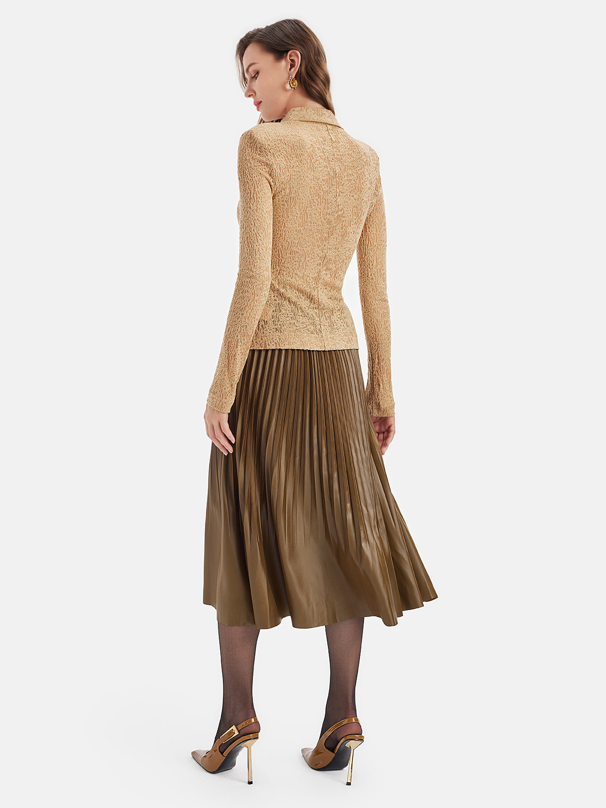 Heavy-Duty Elastic High-Waisted Pleated Skirt