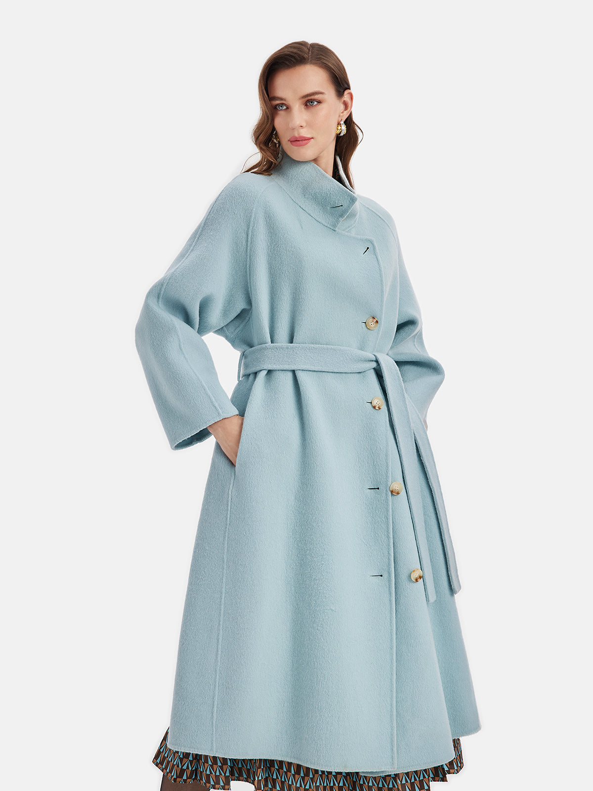 Double-Faced Wool Stand Collar Coat