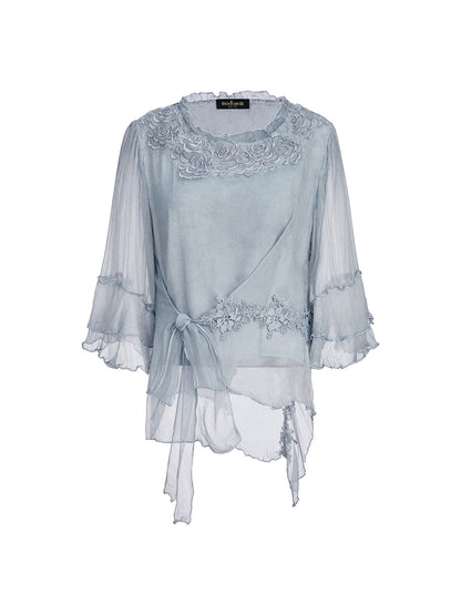 Elegant Lace-Dyed Silk Top