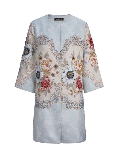 Spring Hand-Sewn Beaded 3D Floral Jacket