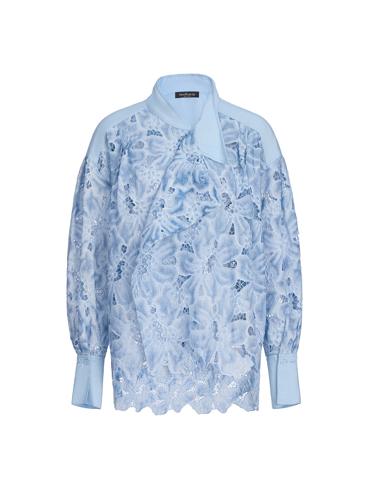Asymmetrical Collar Dyed Floral Shirt