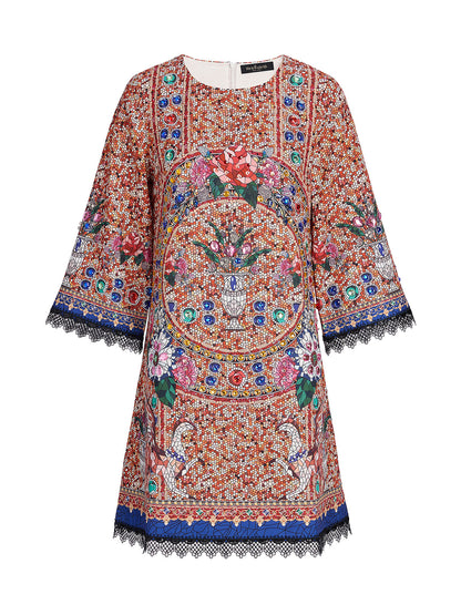 Hand-Sewn Bead Vintage Pattern Dress
