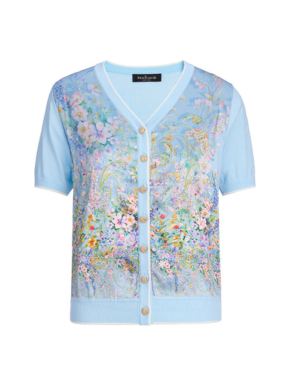Silk Floral Print Cardigan