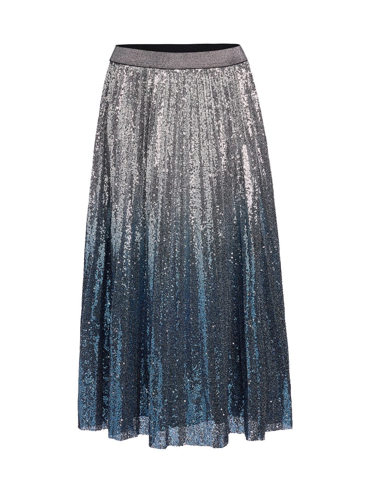 Ombre Sequin Pleated Midi Skirt