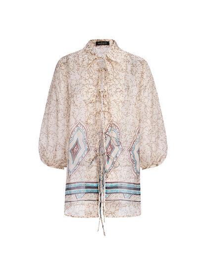 Tie-Front Vintage Floral Top
