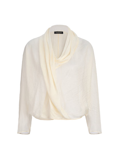 Asymmetric Cowl Neck Acetate Top