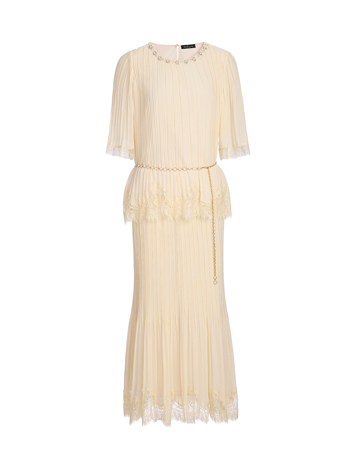 Pleated Lace Stretch Waist Set