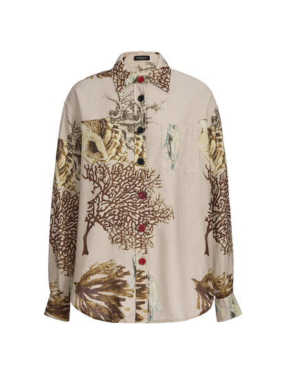 Printed Ramie Long Sleeves Shirt