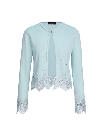 Rhinestone Lace Knit Cardigan