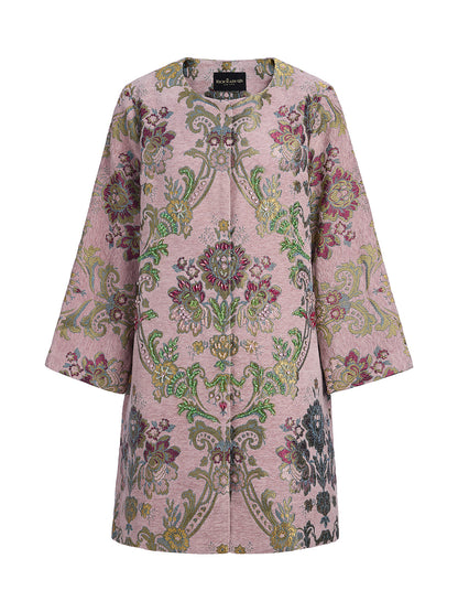 Hand-Beaded Embroidered Silk-Textured Jacket