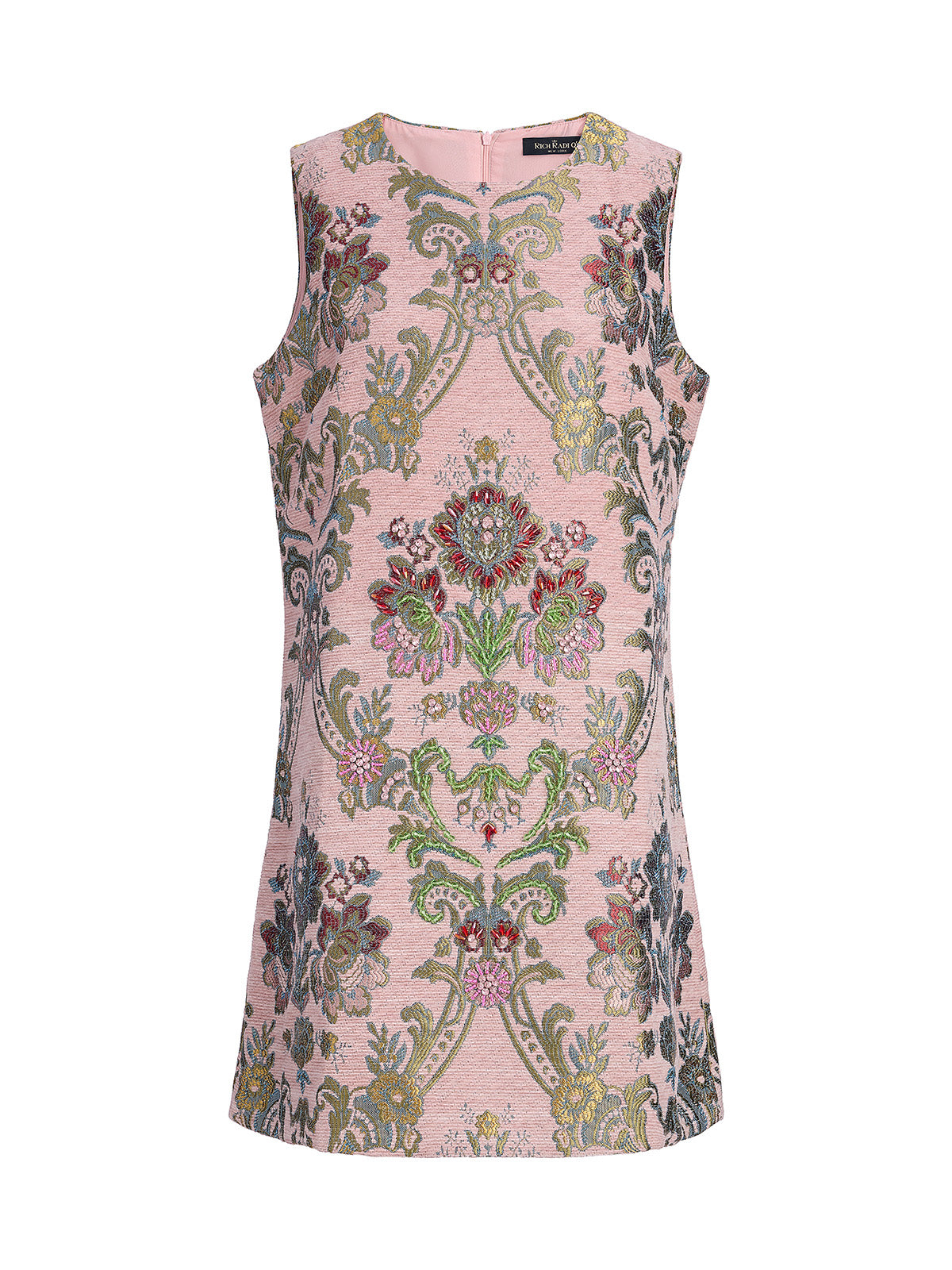 Hand-Beaded Embroidered Silk-Textured Dress