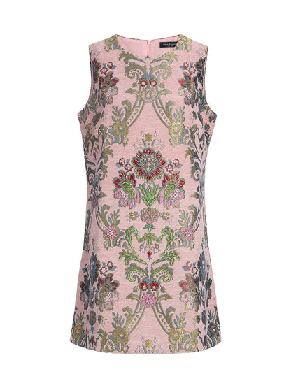 Hand-Beaded Embroidered Silk-Textured Dress