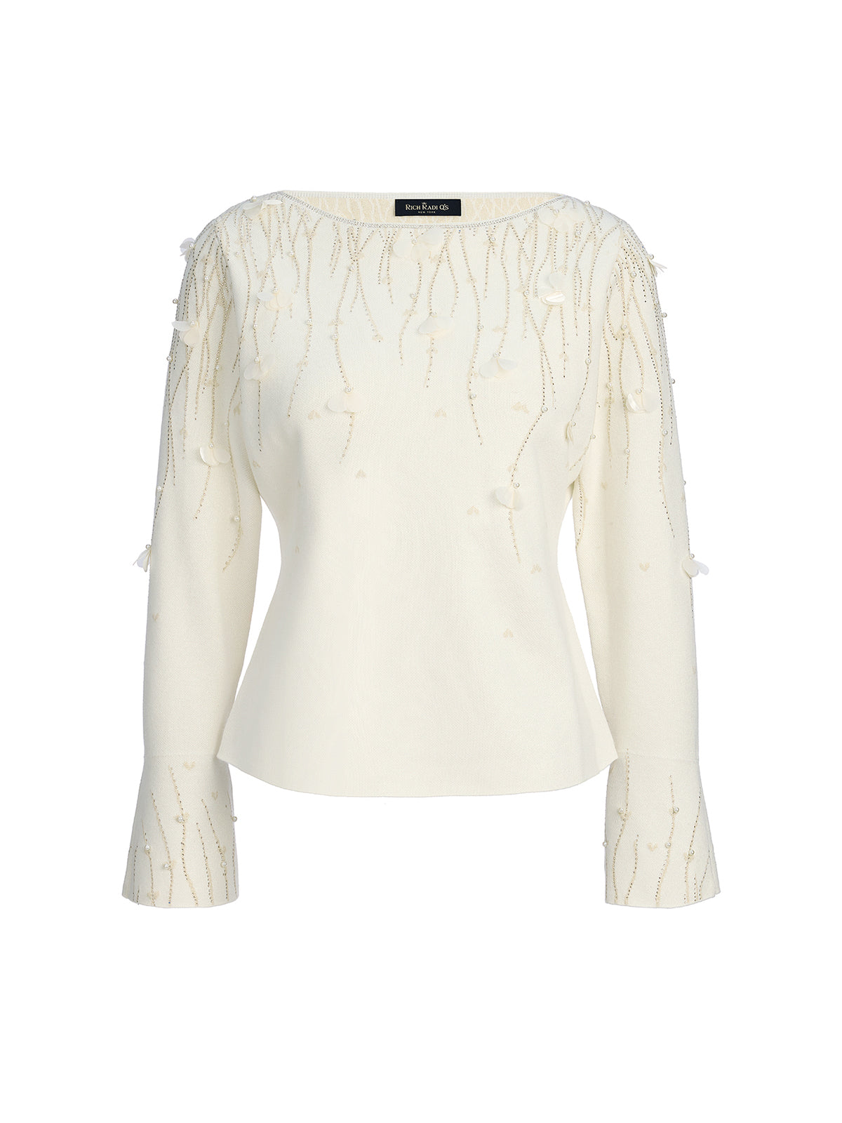 Rhinestone Beaded Wool Knit Top