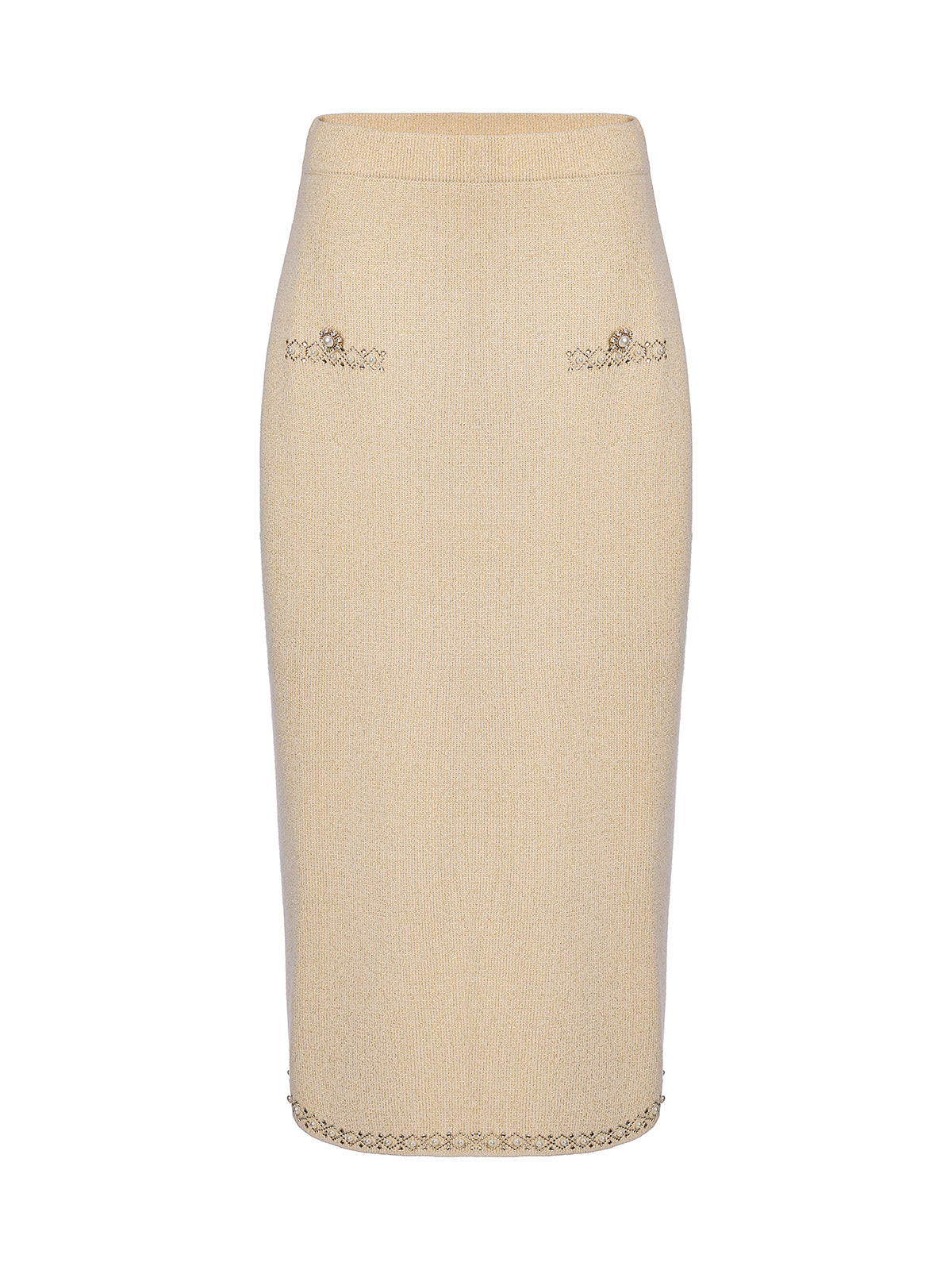 Rhinestone Beaded Stretch Knit Skirt